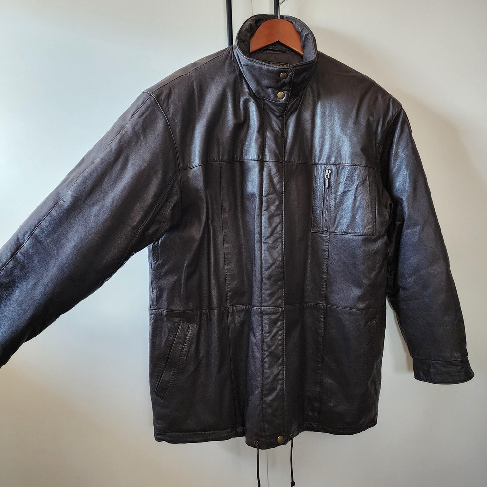 XL vintage brown genuine leather with goose down filling coat by Eddie Bauer